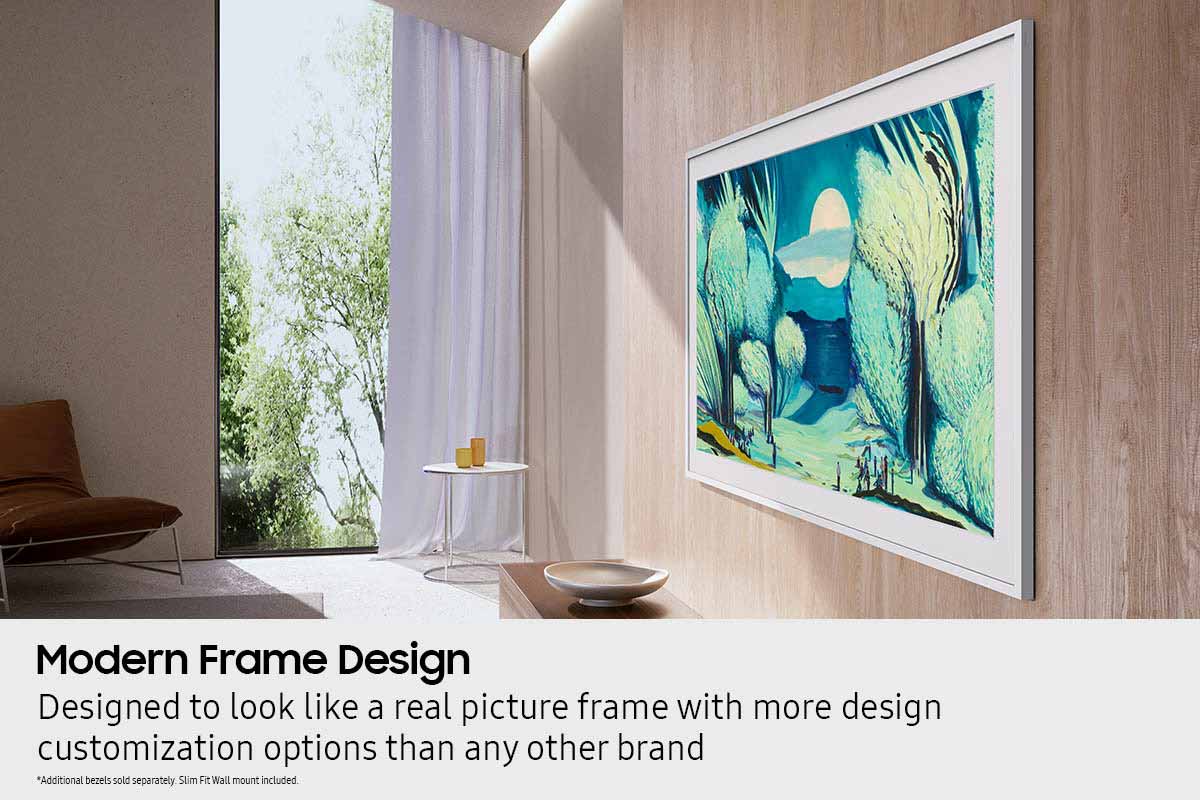 Modern Frame Design: Designed to look like a real picture frame with more design customization options than any other brand. Additional bezels sold separately. Slim Fit Wall mount included.