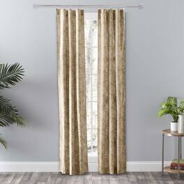 Ellis Curtain - Lexington Leaf Pattern on Colored Ground Curtain Pair with Ties 56"x84" - Tan