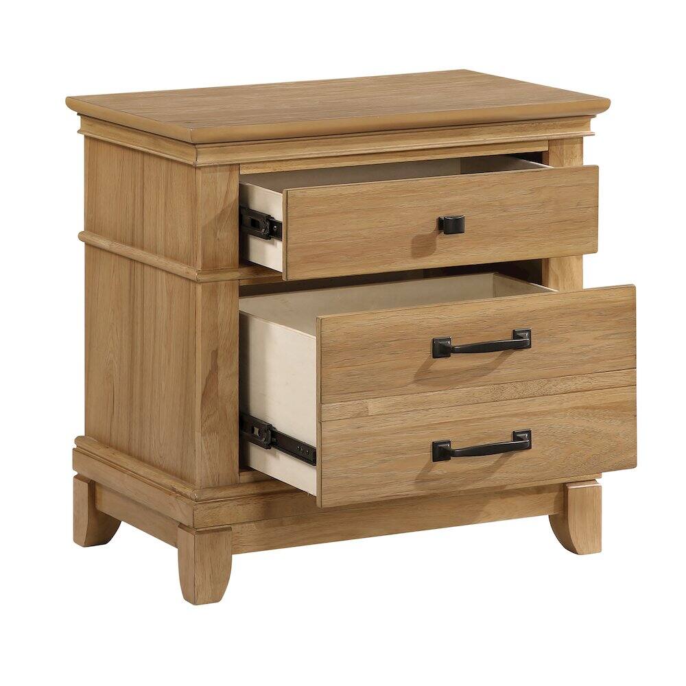 Left. New Classic Furniture - Sunstone Wood 3-Drawer Nightstand in Honey - Honey.