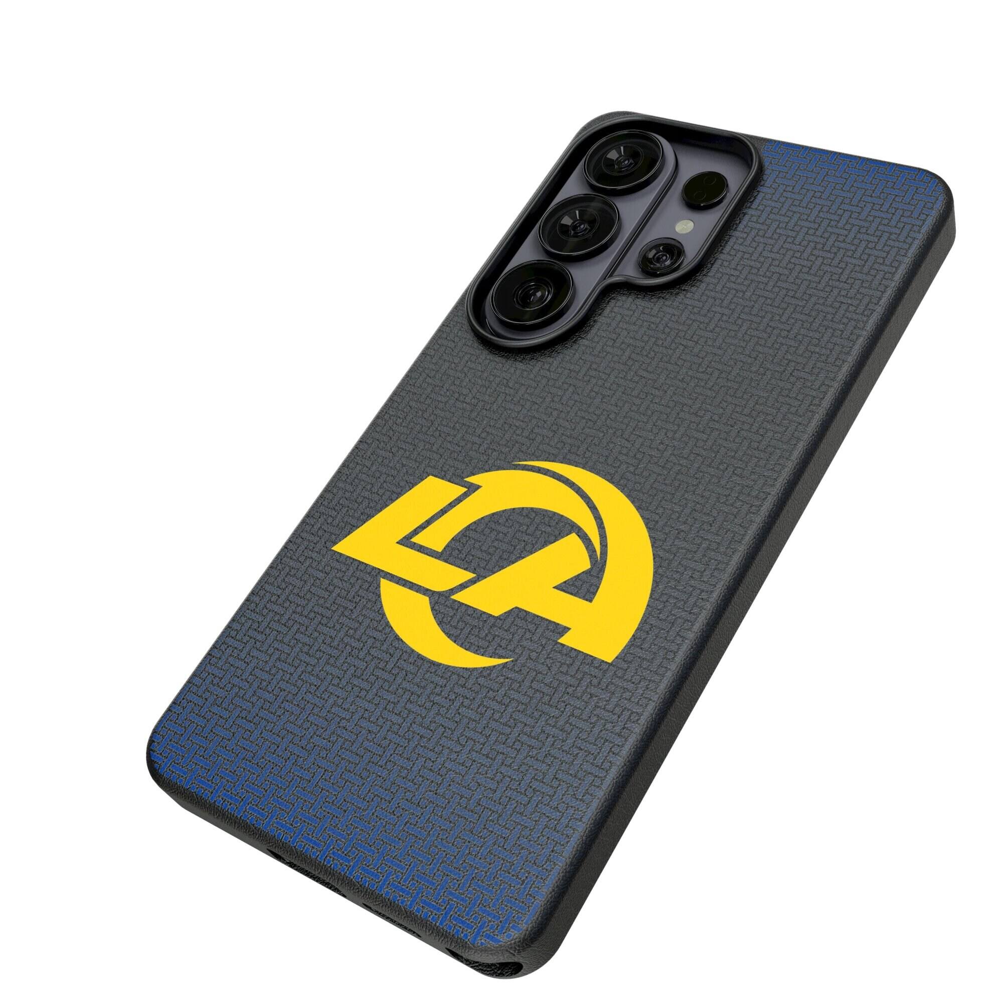 Alt View 1. Keyscaper - Los Angeles Rams Linen Galaxy Magnetic Bump Case - S26 Ultra - Black.