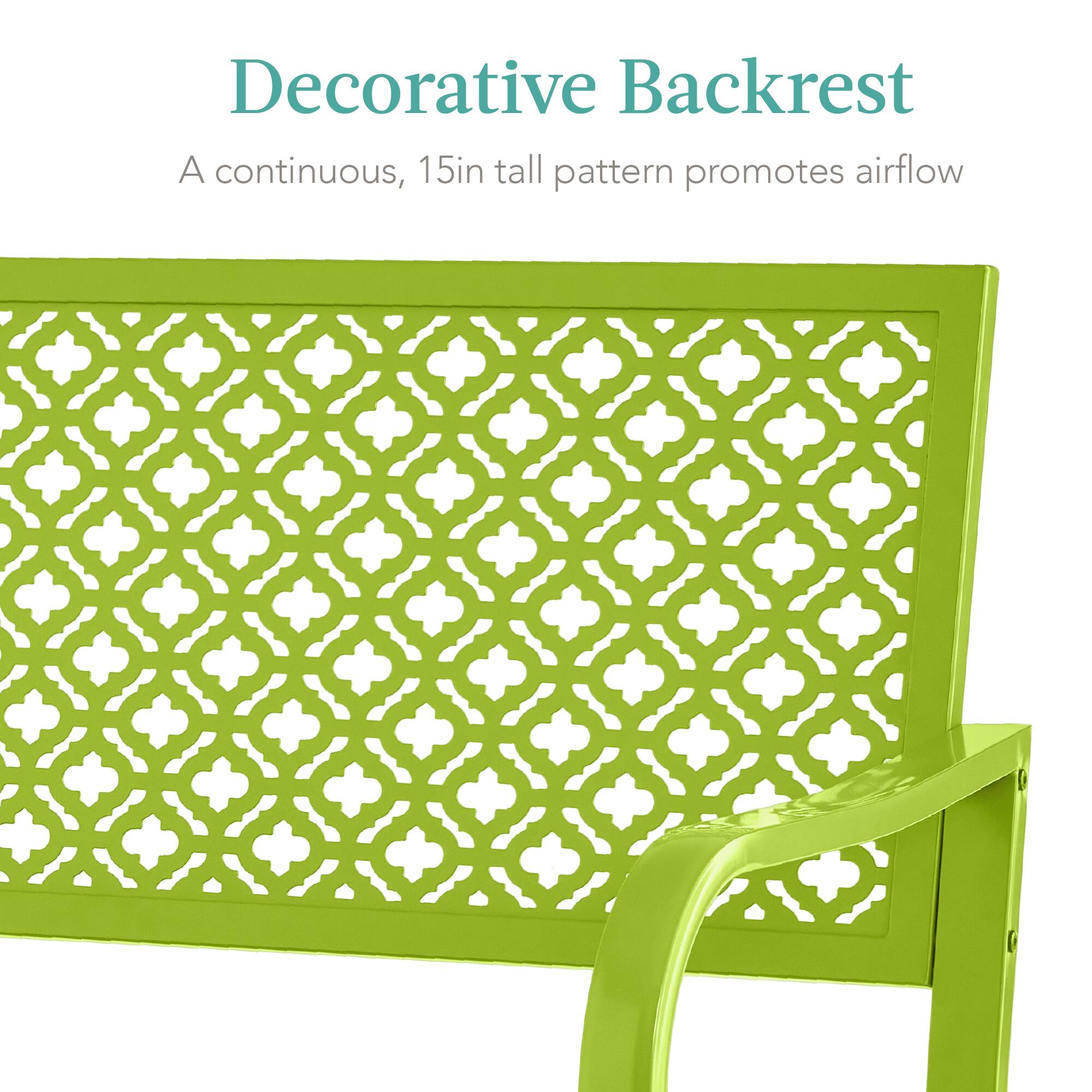 Decorative Backrest  
A continuous, 15in tall pattern promotes airflow