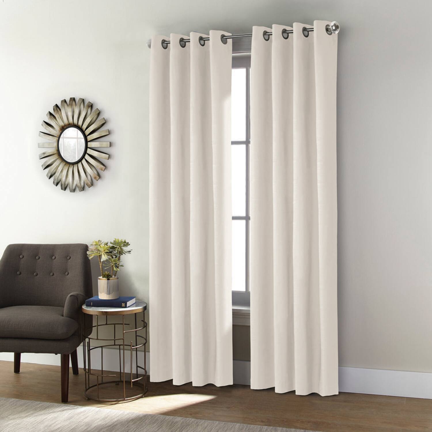 Angle. Commonwealth Home Fashions - Commonwealth Shadow Grommet Dressing Window Curtain Panel - 52"x84" Off-white - Off white.