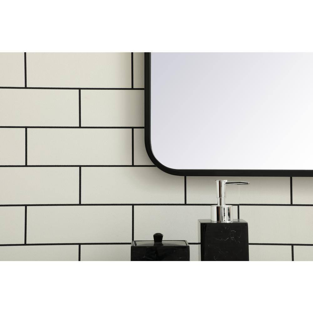 Alt View 3. Elegant Decor - Soft corner metal rectangular mirror 30x36 inch in Black - Black.