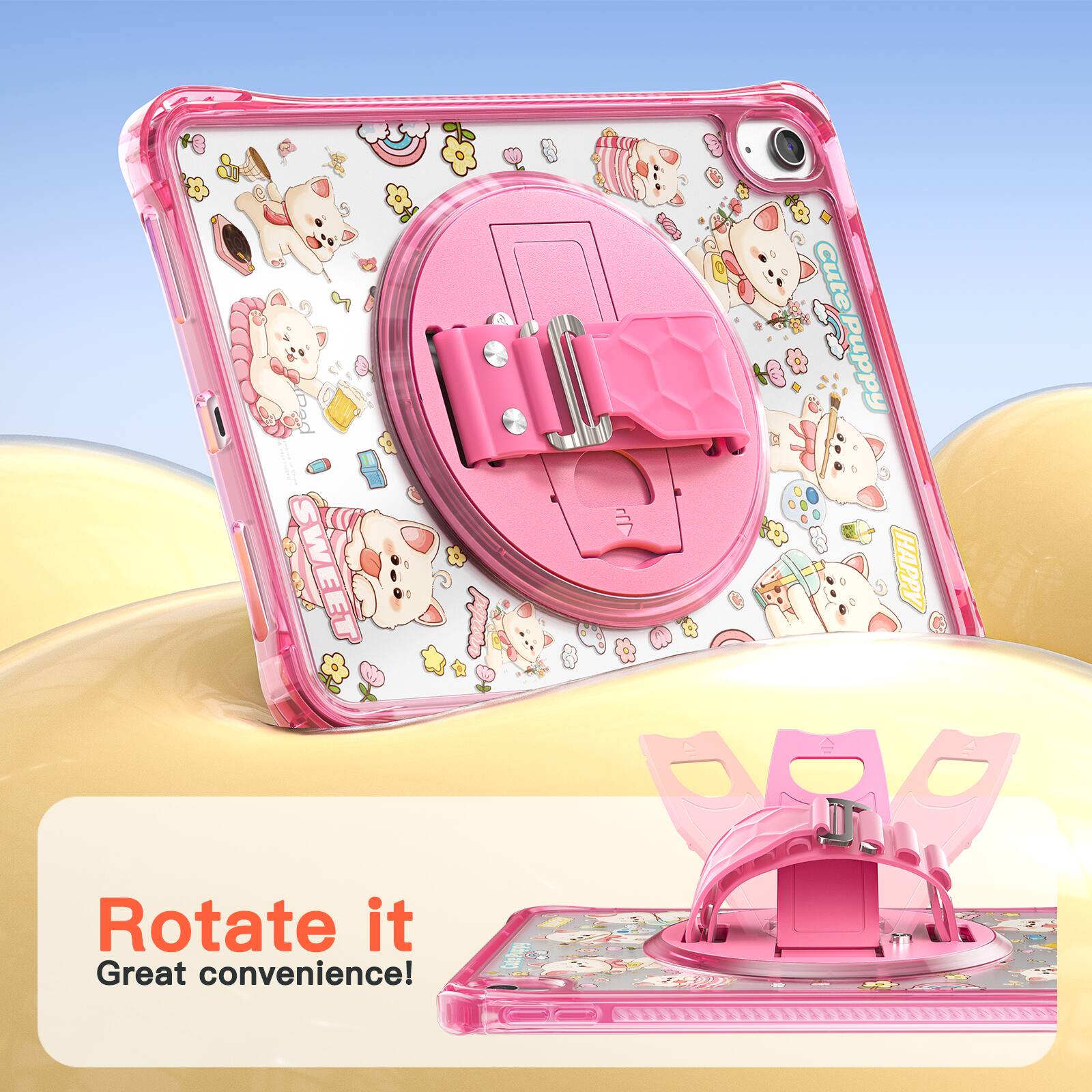 Rotate it  
Great convenience!  
Cute Puppy