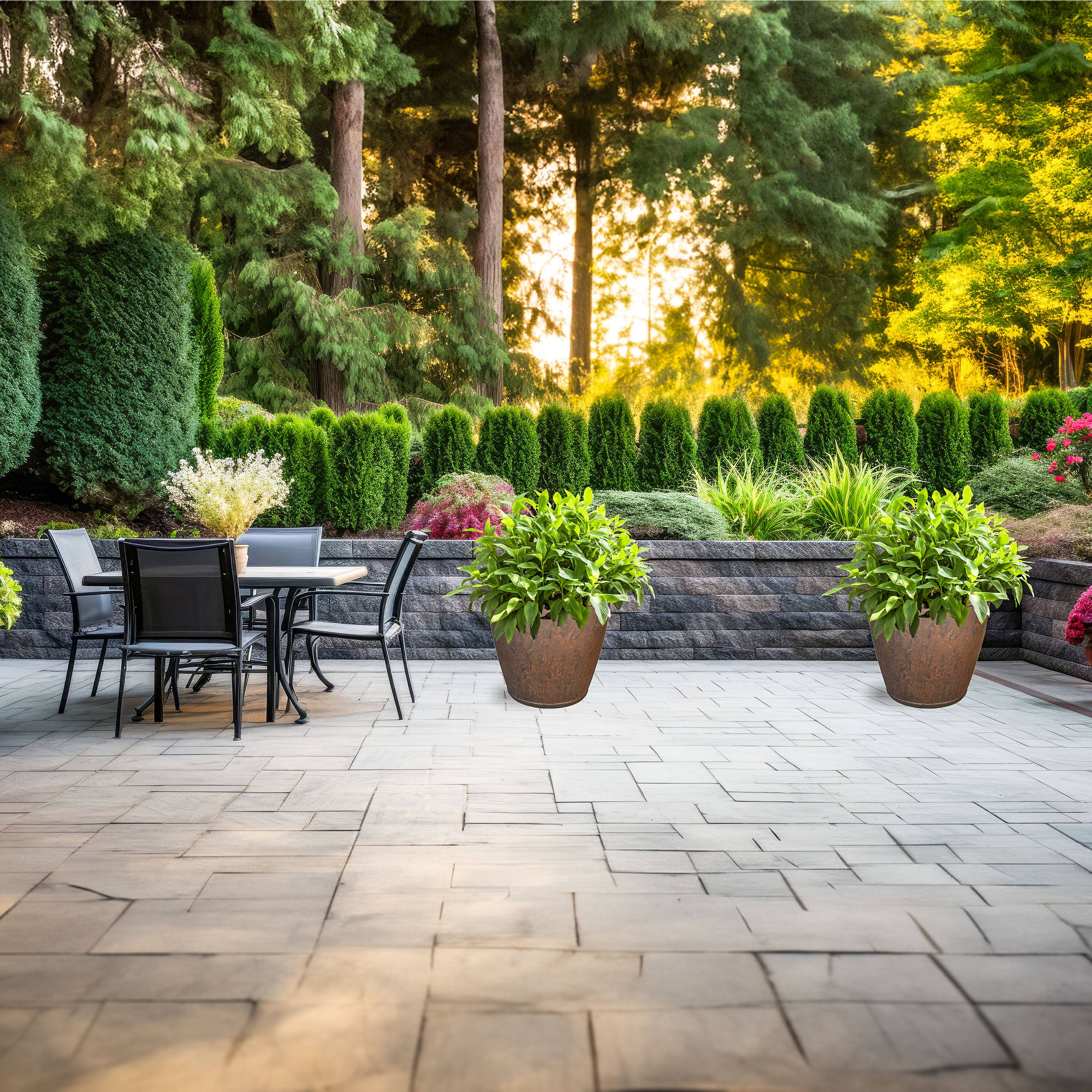 Alt View 9. Sunnydaze - 24 in Anjelica Dual-Wall Polyresin Planter - Set of 4 - Rust.