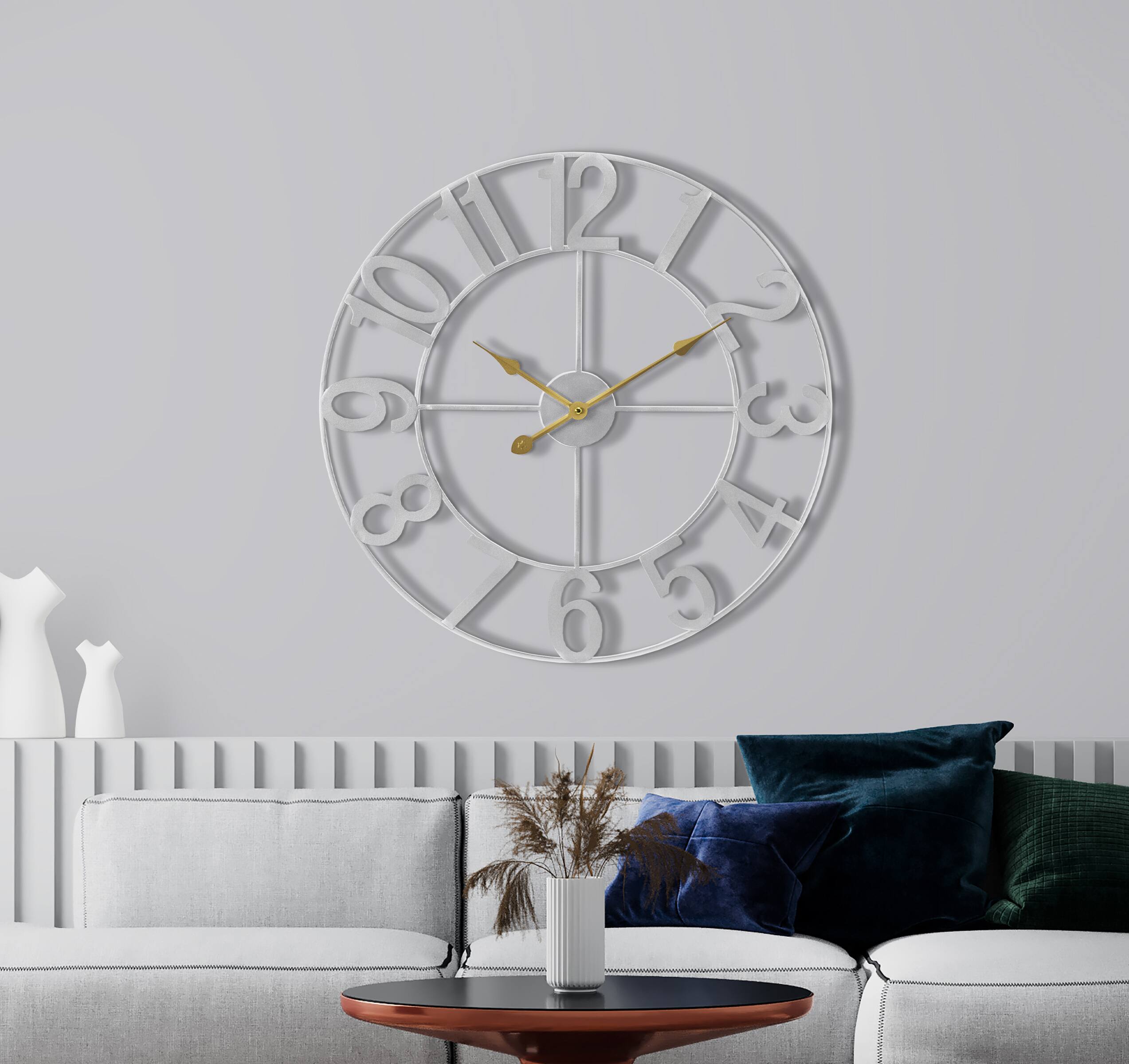 Front. Sorbus - Sorbus Large Wall Clock for Living Room Decor - Numeral Wall Clock for Kitchen - 24 inch - Battery Operated Analog Clock - Silver.