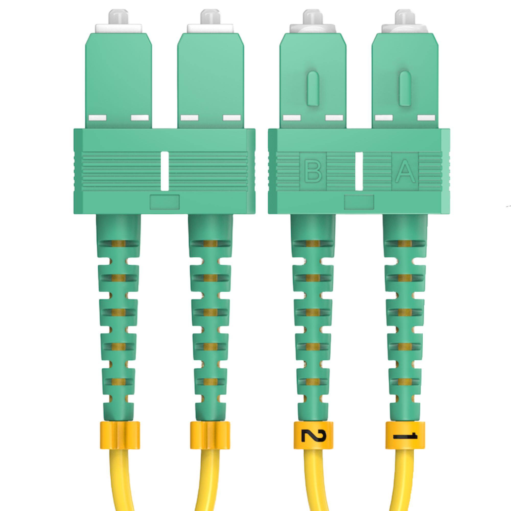 Left. Sanoxy - 3m/10ft OS2 SC to SC APC Duplex Corning High-Performance OS2 Duplex Single-Mode Fiber Optic Cable (SC to SC) - Yellow.