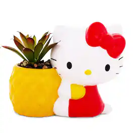 Sanrio Hello Kitty Pineapple Ceramic Mini Planter With Artificial Succulent - Yellow