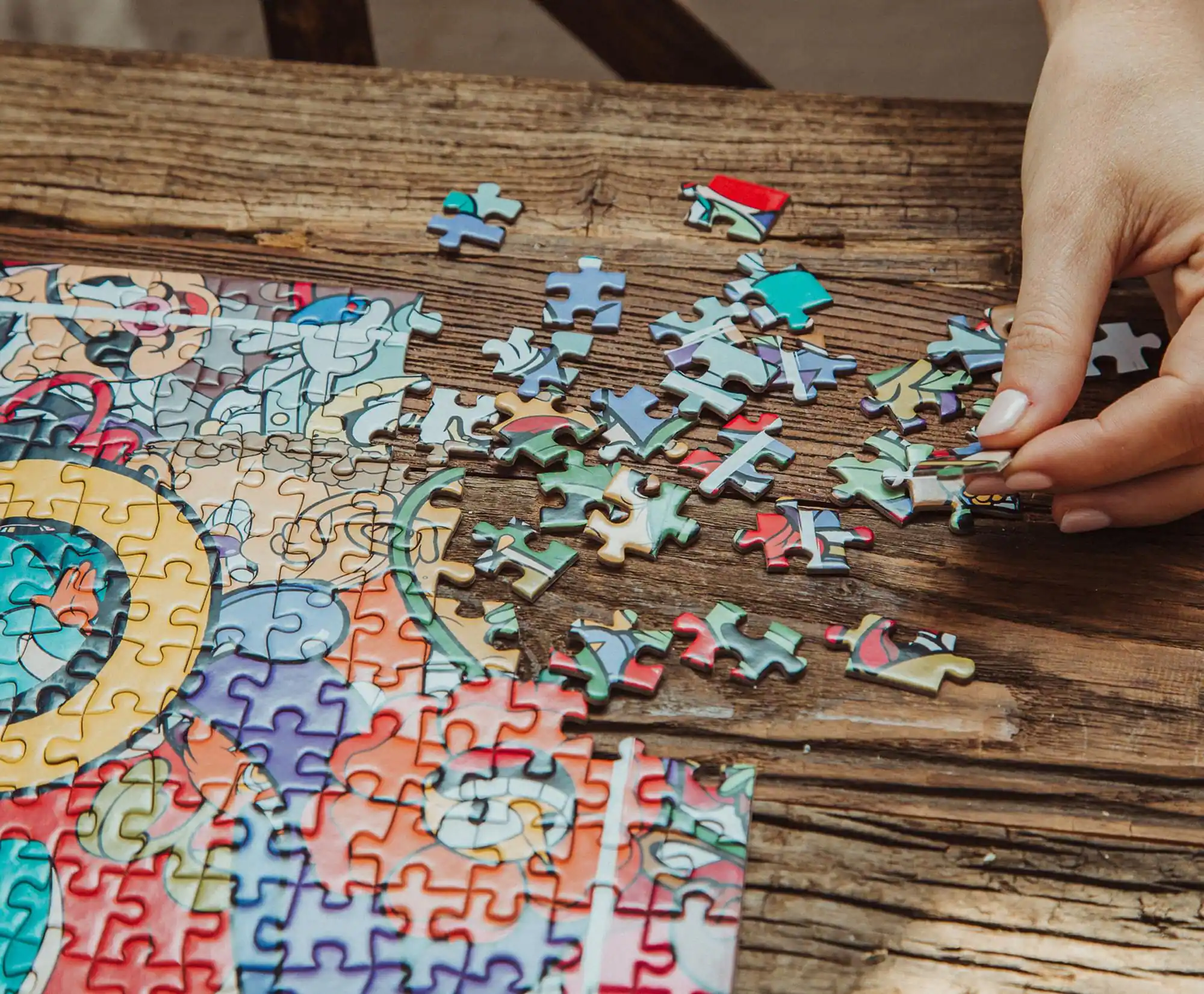 Alt View 4. Toynk - Cuphead and Mugman Collage 1000-Piece Jigsaw Puzzle | Toynk Exclusive - Multi-Color.