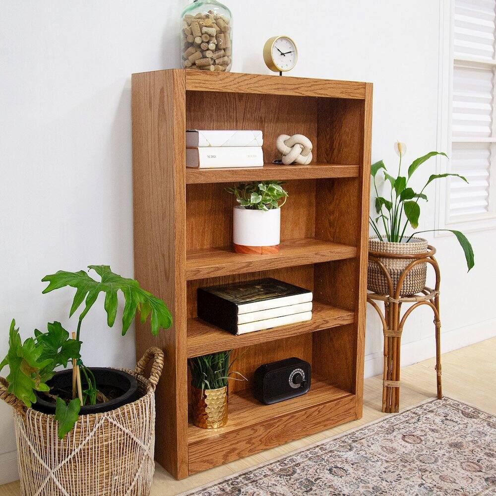 Alt View 1. Concepts in Wood - Single Wide Bookcase 4 Shelves Dry Oak Finish - Brown.