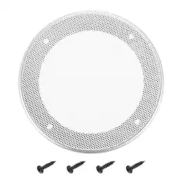 Unique Bargains - Speaker Grill Mesh Cover, Metal Subwoofer Grill Guard Protector ABS Frame for Car Audio, 4 Screws Included - White Silver