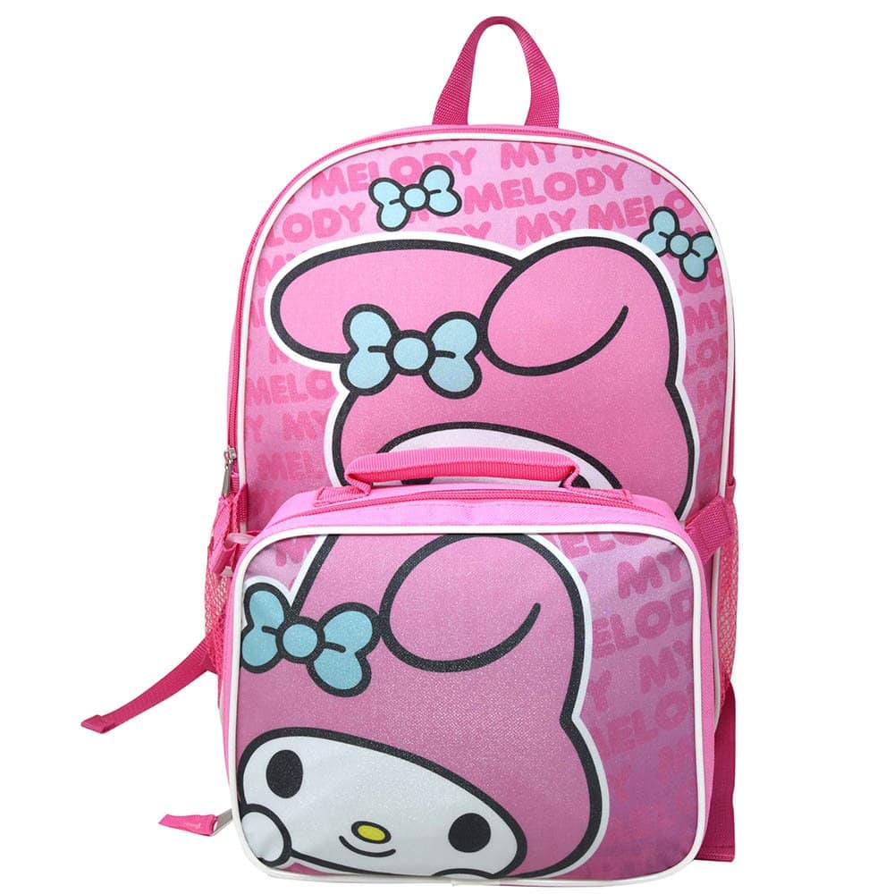 Hello Kitty - My Melody 16" Pink School Backpack with Lunch Bag - Multicolored