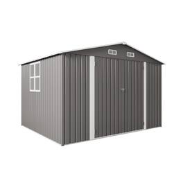Mondawe - 10x8 FT Outdoor Storage Shed with Lockable Door,Air Vent and Clear Window - Gray