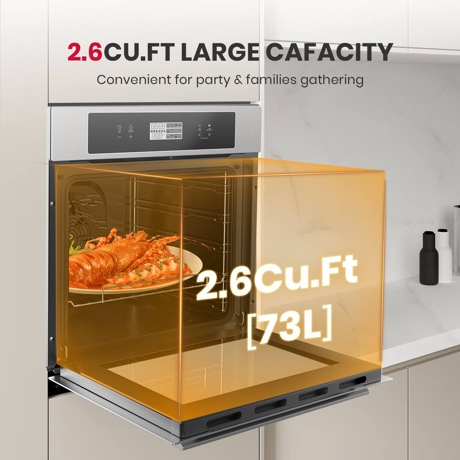 2.6CU.FT LARGE CAPACITY  
Convenient for party & families gathering  

2.6Cu.Ft [73L]
