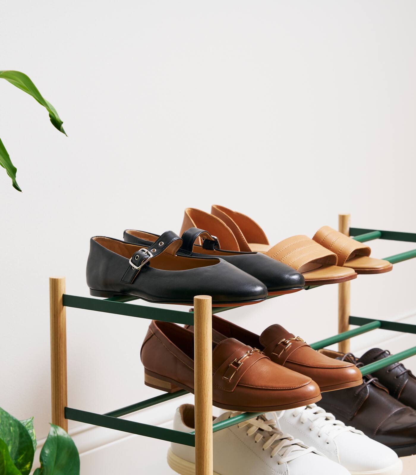 Alt View 3. Yamazaki Home - Expandable Shoe Rack (18" H)  - Steel - Forest Green.