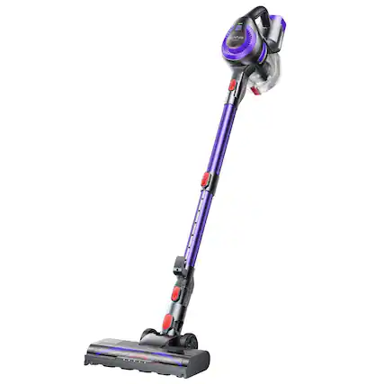 Front. Honiture - Cordless Vacuum Cleaner Y10, 400W Powerful Cordless Stick Vacuum, 5 in 1 Lightweight Hand Vacuum with LED lights - purple.