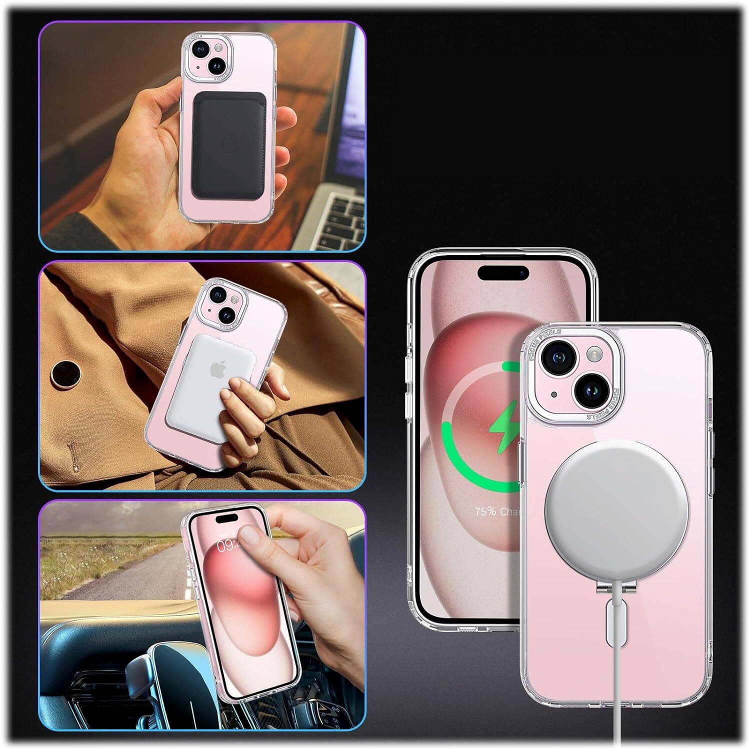 Alt View 17. SaharaCase - Hybrid-Flex Kickstand Case with MagSafe for Apple iPhone 15 Plus - Clear.