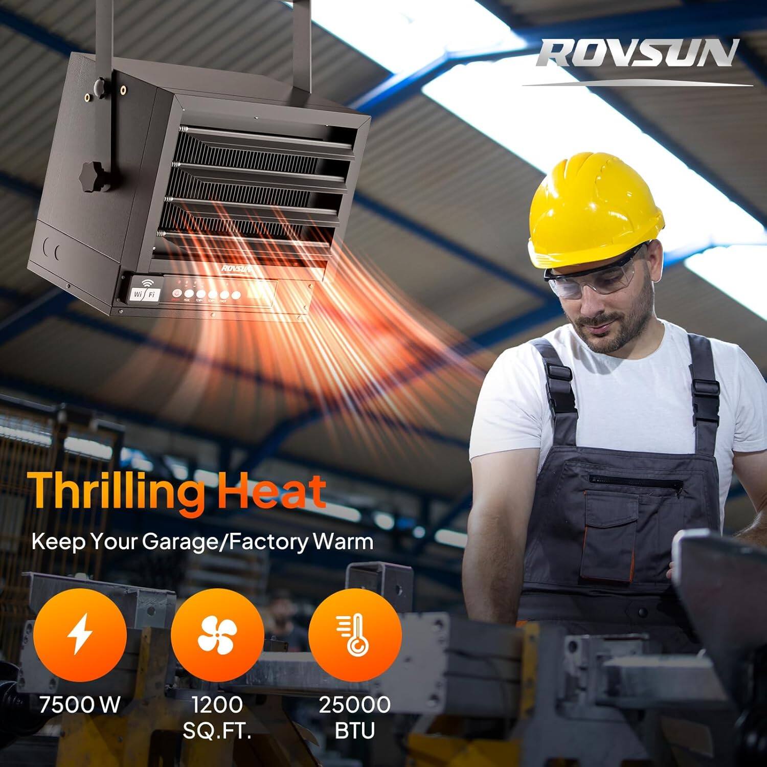 ROVSUN  
Thrilling Heat  
Keep Your Garage/Factory Warm  
7500 W  
1200 SQ.FT.  
25000 BTU