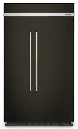 Front. KitchenAid - 30 Cu. Ft. Side-by-Side Refrigerator with Under-Shelf Prep Zone - Black Stainless Steel with PrintShield Finish.