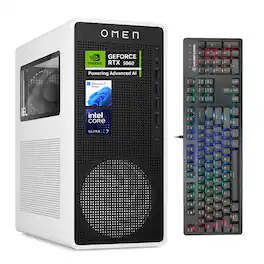 HP - Upgraded - Omen 16L Desktop - Intel Core Ultra 7 265F - 64GB RAM 2TB SSD - NVIDIA GeForce RTX 5060 - HVER STEALTH Gaming RGB KB - White