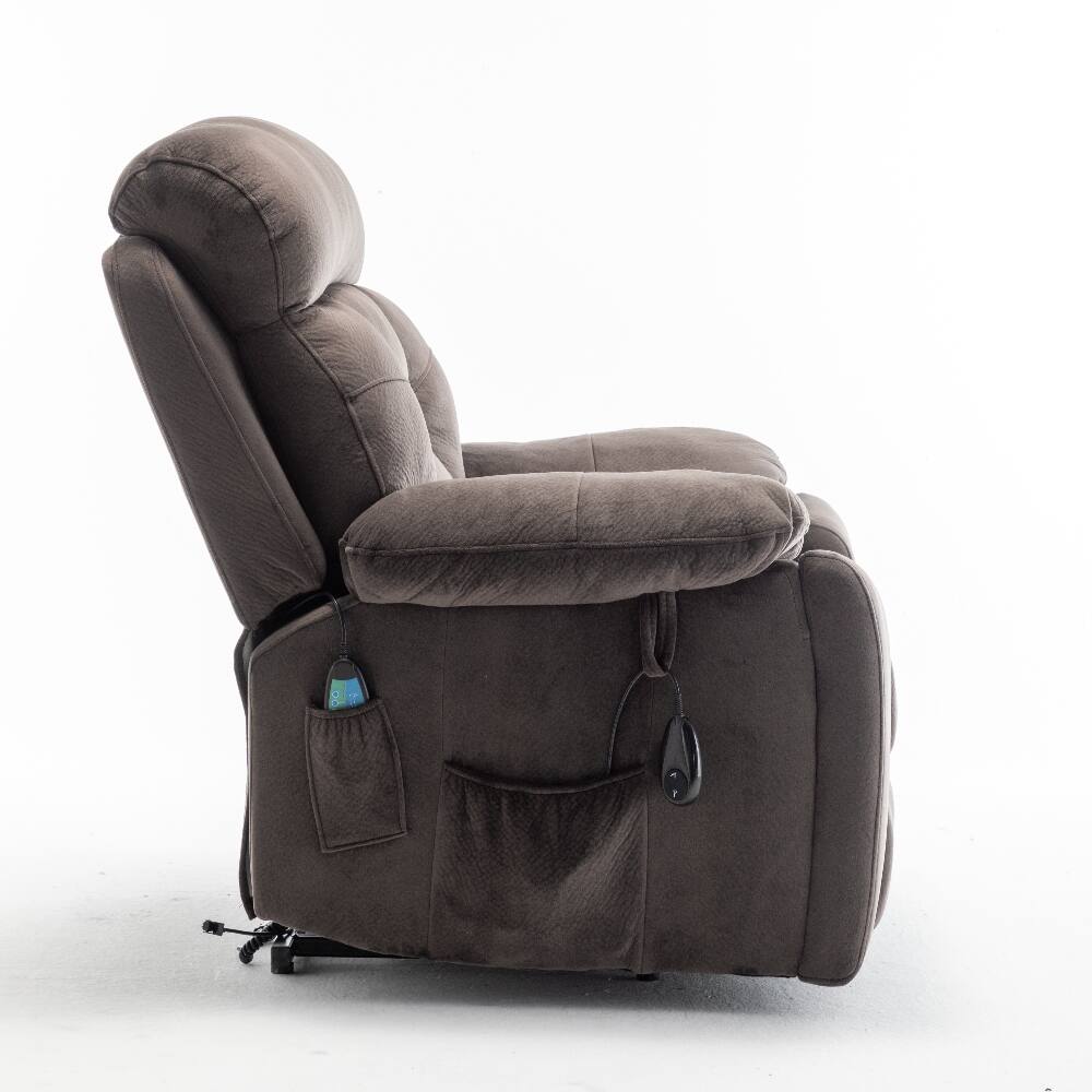 Back. Ropilly - Ropilly Power Lift Recliner for Elderly, Extra Wide Velvet Lift Chair with Heat and Massage, Antique Brown - Antique brown.