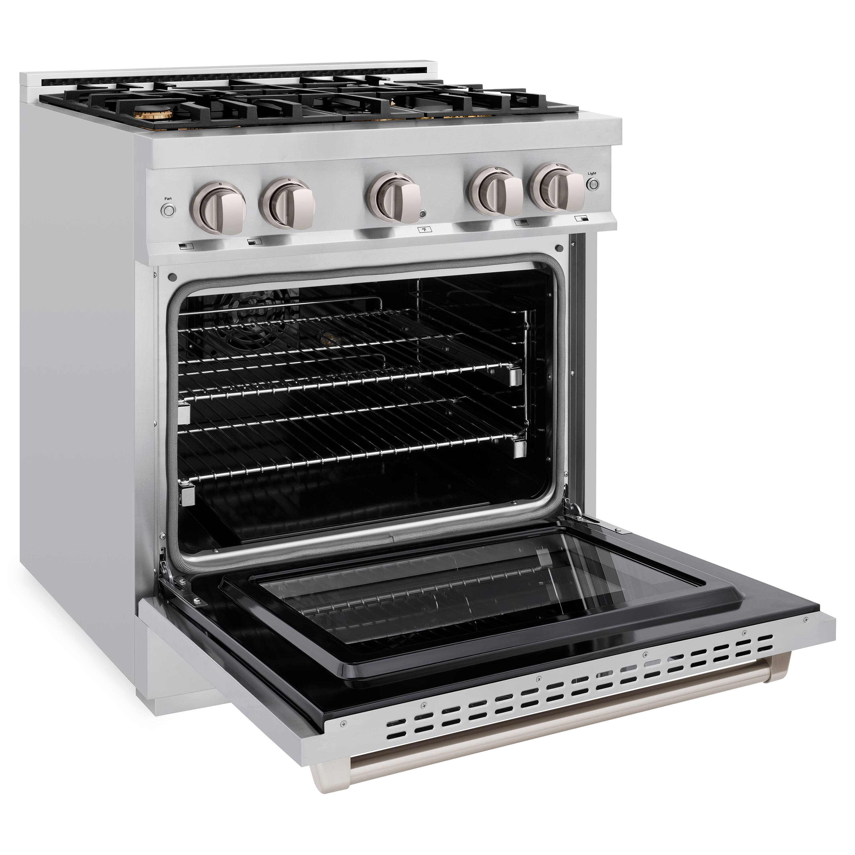Angle. ZLINE - ZLINE 30" Select Dual Fuel Stainless Steel Range w/ 4 Brass Burners & Convection Oven (HDR-BR-30) - Stainless Steel.