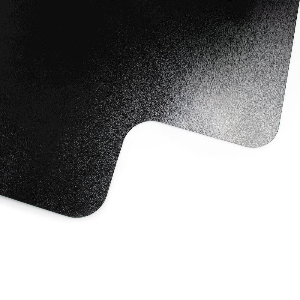 Left. Floortex - Black Vinyl Lipped Chair Mat for Hard Floor - 45" x 53" - Black.