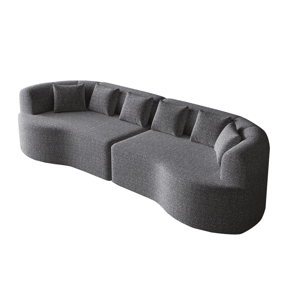 Alt View 7. Kadyn - 106.3" Curved Sectional Sofa, Boneless Cloud Design with 6 Pillows and Memory Foam Seating, Grey - Gray.
