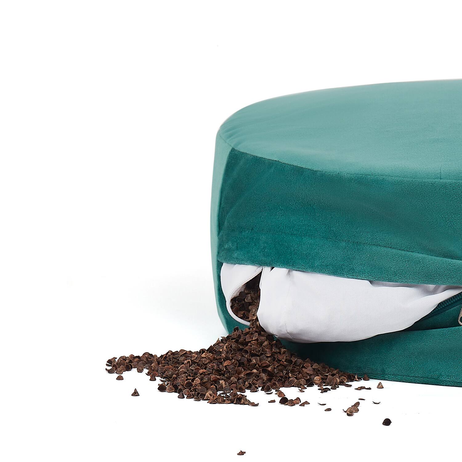 Angle. Sweet Home Collection - Meditation Cushion, Round Yoga Pillow with carrying handle - Teal.
