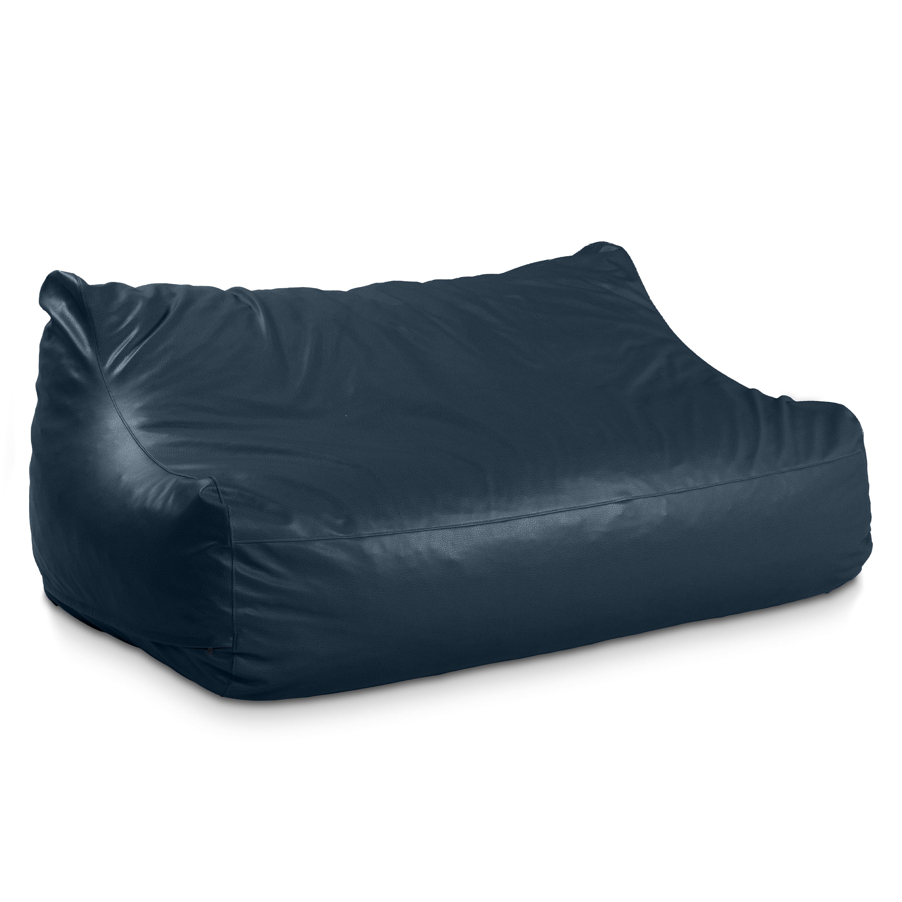 Jaxx - Atrium Collection Lozia Loveseat - Large Foam Bean Bag Sofa Faux-Leather - Oxford Blue