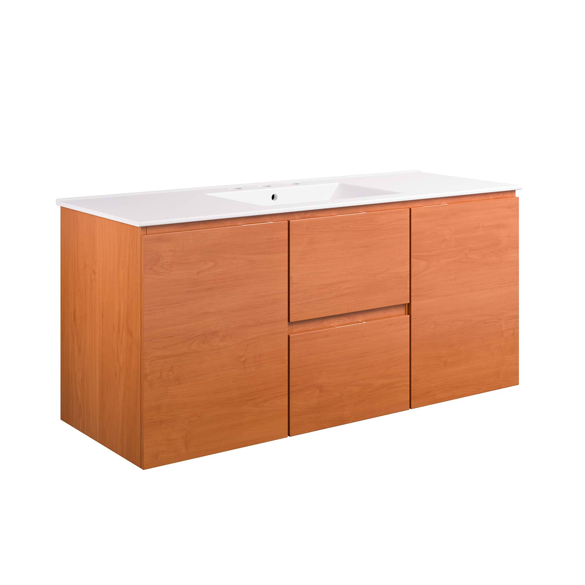 Angle. Modway - Scenic Wall-Mount Bathroom Vanity Basin Included by Modway - Cherry White.