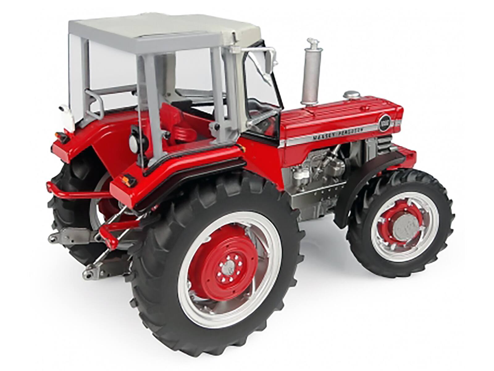 Alt View 4. Universal Hobbies - Massey Ferguson 1080 4WD Tractor with PEKO Cabin Red with Gray Top 1/32 Diecast Model by Universal Hobbies.