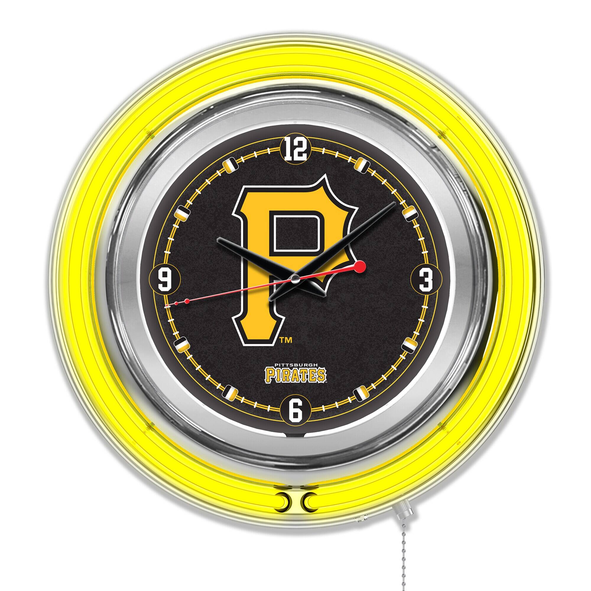 Holland Bar Stool Co. - Pittsburgh Pirates Double-Walled Neon Clock - Multicolor