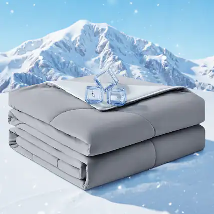 Front. KERDOM - Single/Twin - Cooling Comforter Blankets for Hot Sleeper and Night Sweat, Soft Summer Ice Blanket Quilt Machine Washable - Grey.