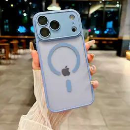 UUCOVER - For Apple iPhone 17 Pro Max Magnetic Case with Built-in Camera Lens Protector Cover, Compatible with MagSafe Matte Cover - Blue