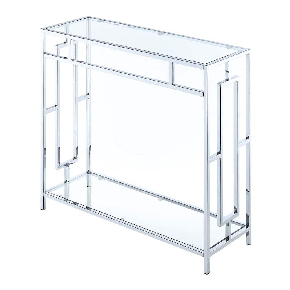 FurniFact - Glass Entry Table, Chrome - Glass/Chrome