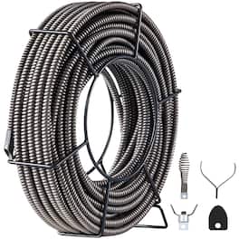 VEVOR - Drain Cleaning Cable 100 Feet x 1/2 Inch Solid Core Cable Sewer Cable Drain Auger Cable Cleaner Snake Clog Pipe Drain