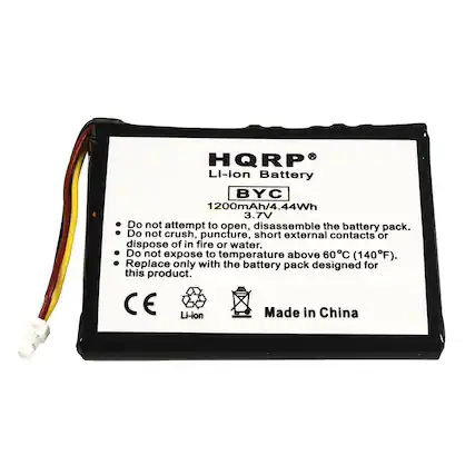 HQRP Li-ion Battery
BYC
1200mAh/4.44Wh
3.7V
Do not attempt to open, disassemble the battery pack.
Do not crush, puncture, short external contacts or dispose of in fire or water.
Do not expose to temperature above 60°C (140°F).
Replace only with the battery pack designed for this product.
CE
Li-ion
Made in China