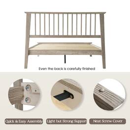 East West Furniture - Full Wooden Platform Bed Frame - Driftwood Gray Oak