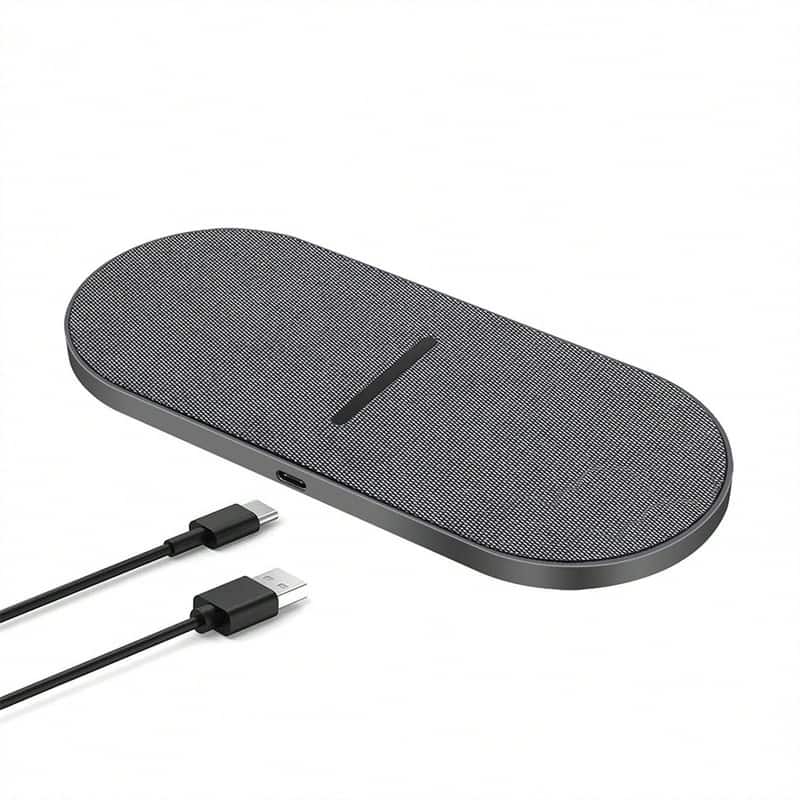 SKRAN - Dual Wireless Charger Pad 2 In 1 Fast Wireless Charging Mat - Compatible With iPhone, AirPods , Galaxy, Chargers Station - Black