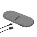 Front. SKRAN - Dual Wireless Charger Pad 2 In 1 Fast Wireless Charging Mat - Compatible With iPhone, AirPods , Galaxy, Chargers Station - Black.