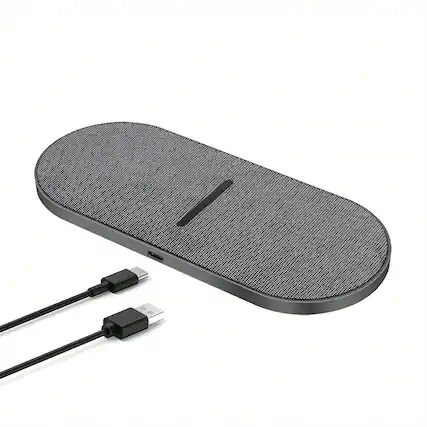 Front. SKRAN - Dual Wireless Charger Pad 2 In 1 Fast Wireless Charging Mat - Compatible With iPhone, AirPods , Galaxy, Chargers Station - Black.