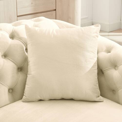 Back. Anysun - 2-Seater Velvet Split Sofa with Gold Stainless Steel - Light Luxury Minimalist Design, Includes 2 Pillows - Beige.