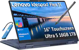 Lenovo - IdeaPad Flex 5i 16" WUXGA 2-in-1 Touch Laptop - Intel Core Ultra 5 - 16GB RAM - 1TB SSD - Digital Pen - Backlit - Win 11 - Cosmic Blue