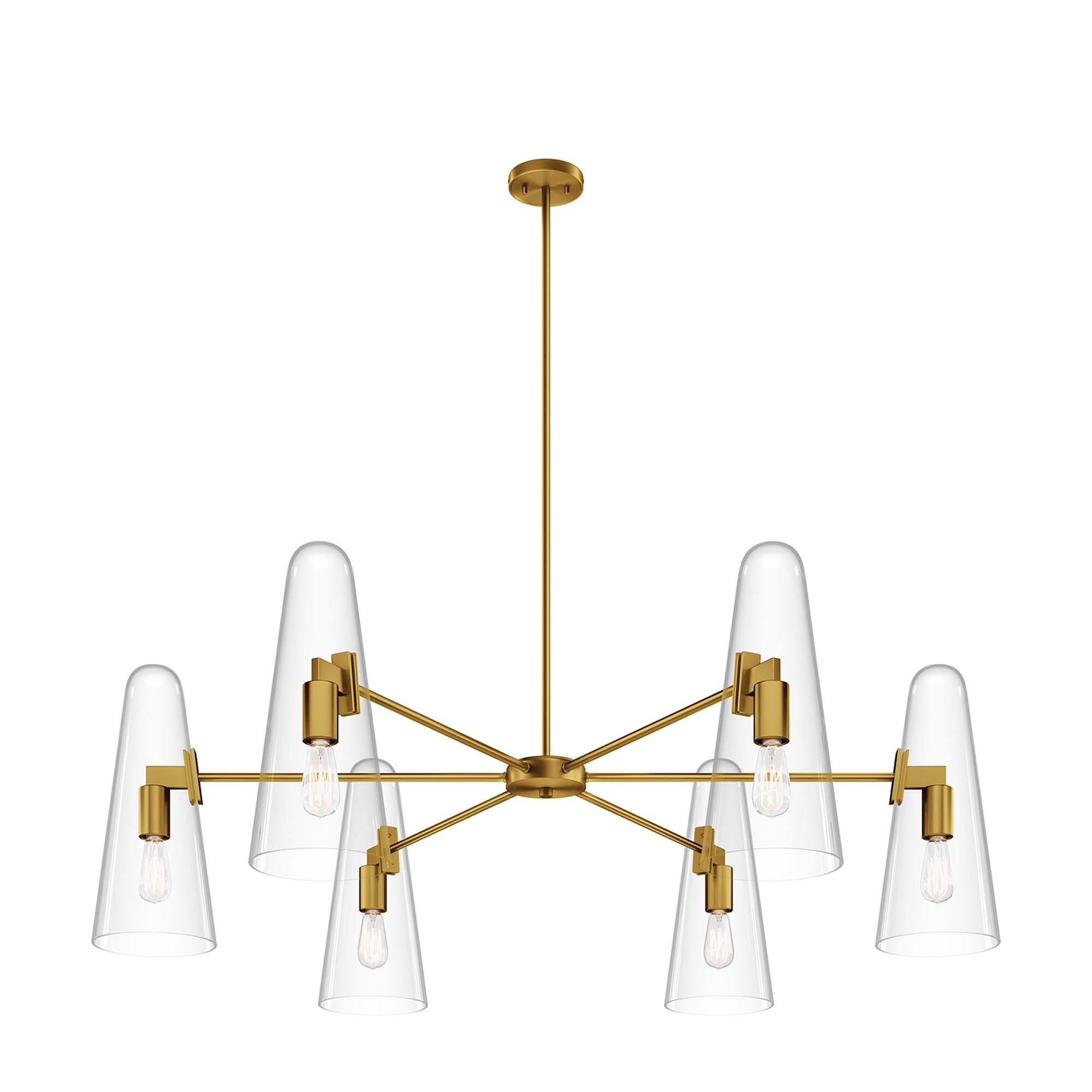 Alt View 2. Modway - Beacon 6-Light Chandelier by Modway - Clear Satin Brass.