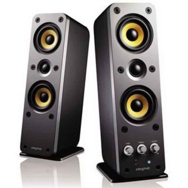 Front. Creative Labs - Creative GigaWorks T40 2.0 Speaker System - 32 W RMS - Glossy Black - 50 Hz to 20 kHz - Glossy Black.
