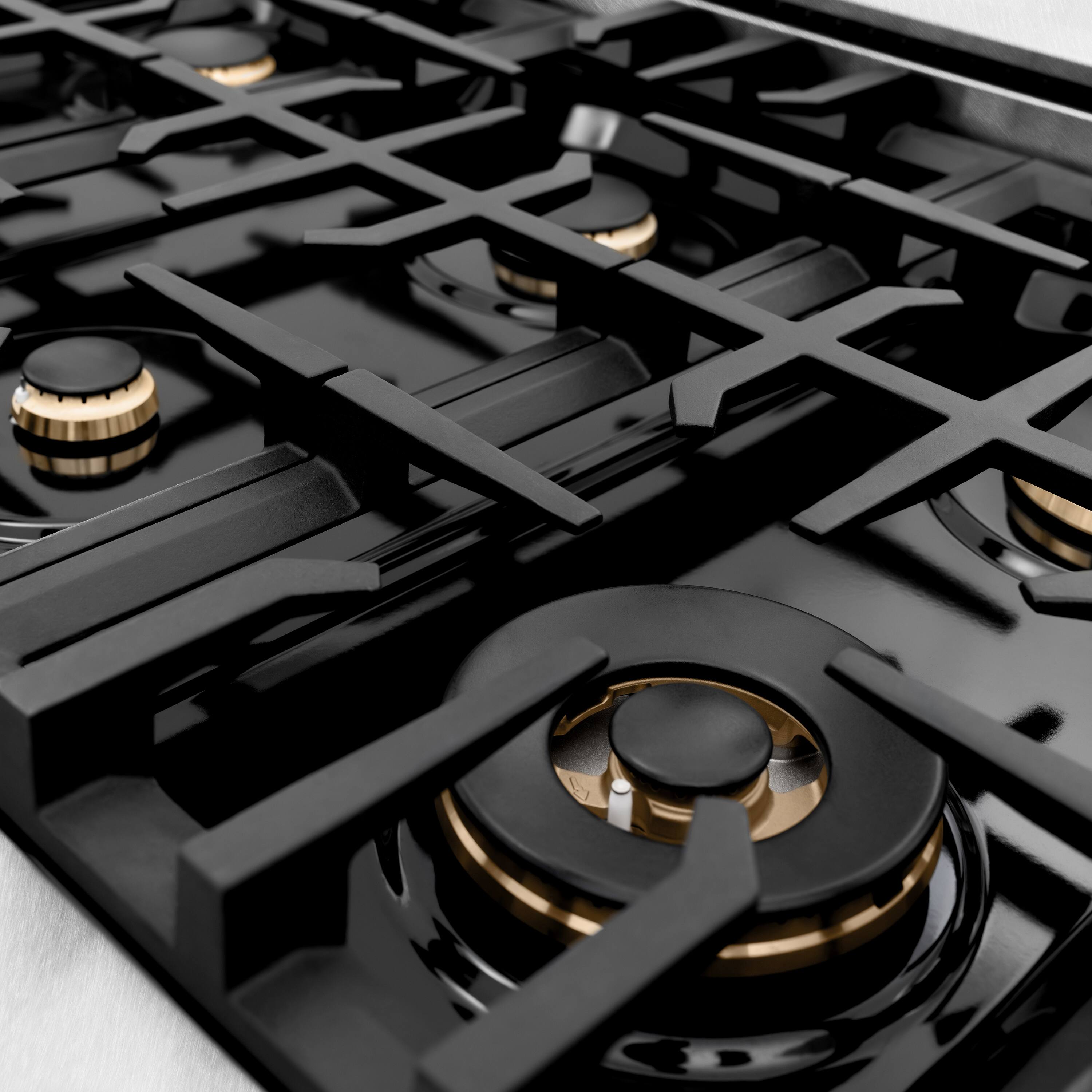 Alt View 8. ZLINE - ZLINE Autograph 36 in. Classic Rangetop w/ 6 Burners in Satin Stainless Steel & Bronze Accents - Satin Stainless Steel.