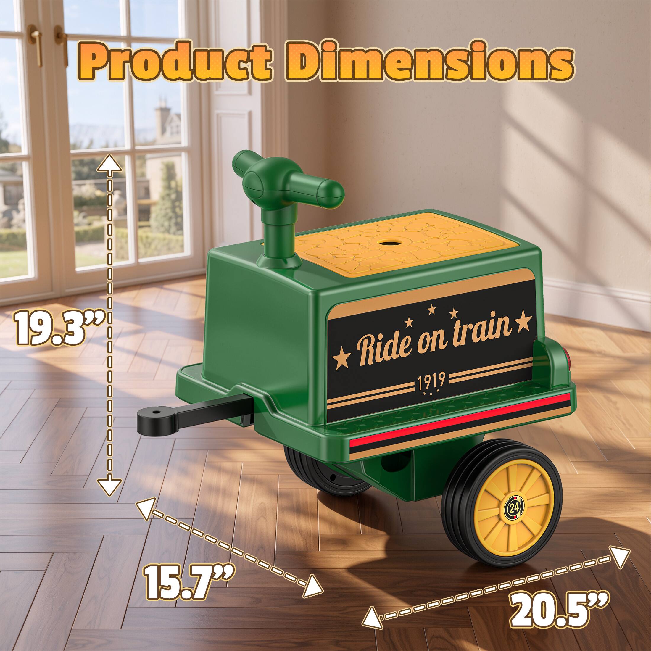Product Dimensions

19.3"

Ride on train 1919

24

15.7"

20.5"