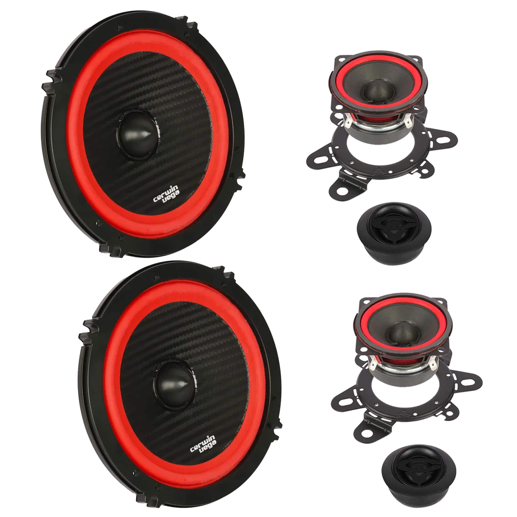 Cerwin Vega - Cerwin-Vega V6525C - 6.5" 3-Way Component Speakers 6.5, 2.5, 1" 120Wrms/360Wmax - Black/Gray