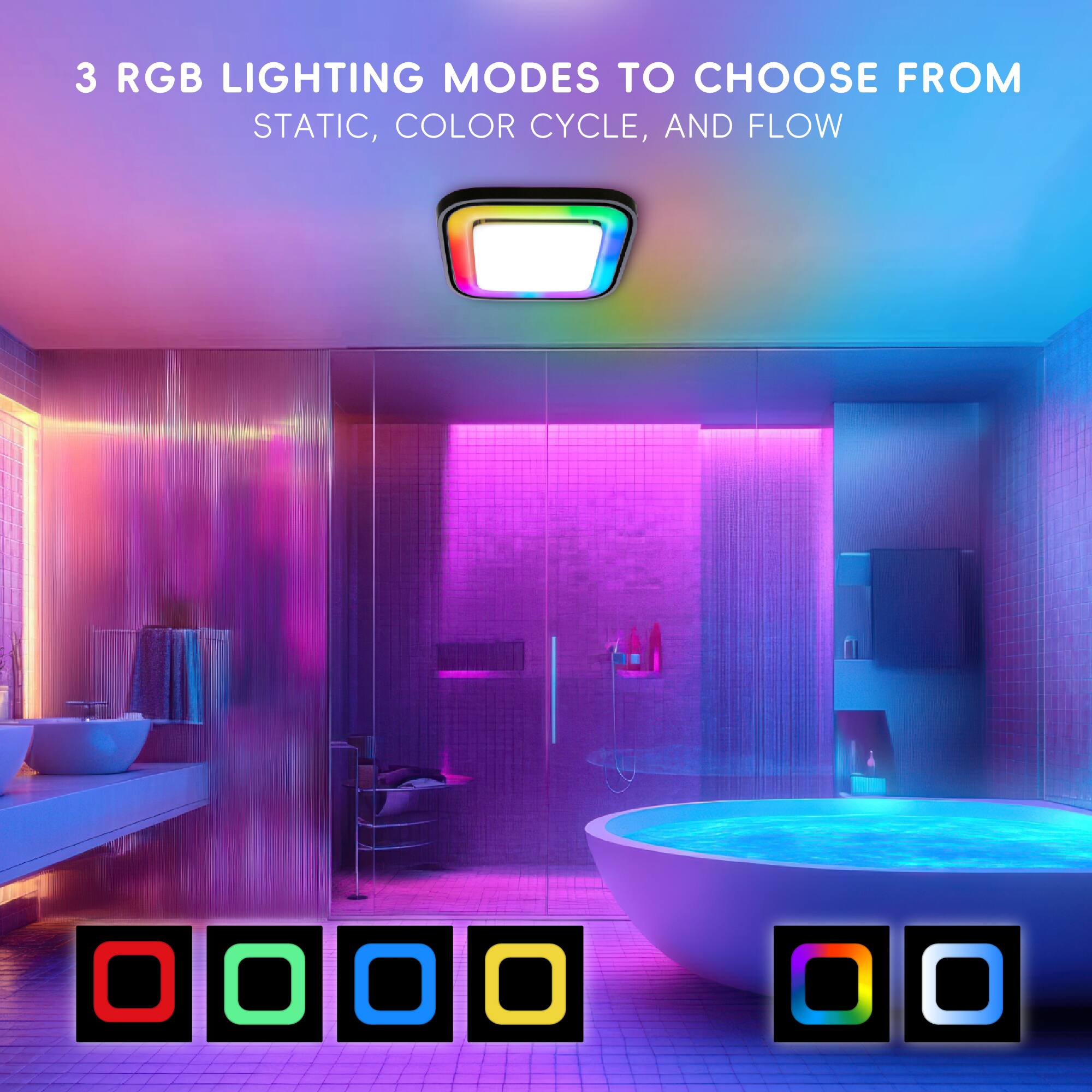 3 RGB LIGHTING MODES TO CHOOSE FROM: STATIC, COLOR CYCLE, AND FLOW